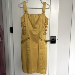 Cache $158 Pretty yellow lace side dress 6